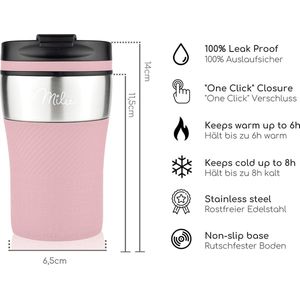 lekvrij - isoleerbeker, koffiebeker to go, drinkbeker van roestvrij staal - autobeker dubbelwandige isolatie – reismokken- 210ml