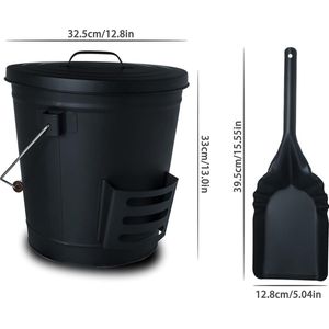 ash bucket with lid - asemmer met deksel