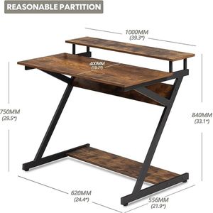 Thuis Laptop Notebook Computer Bureau, Computer Desk Desk Study Desk Laptop Table Workstation Dining Room Gaming Table Wooden Table, 100x60x84cm