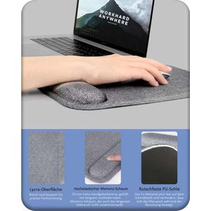 Ergonomische Muismat, voor Computer en Kantoor, Mouse Pad with Memory Foam Wrist Support 3 Millimetres