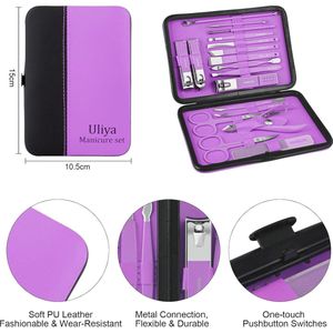 Professionele Manicureset - Manicure Set, Professionele Pedicure Kit, Nagelverzorging Gereedschap 18 Pieces