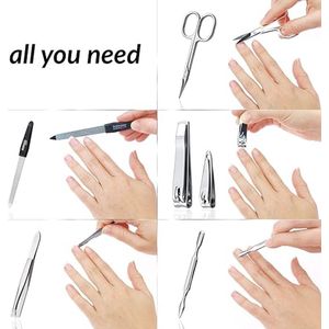 manicure set -Wenkbrauwverzorgingsset, Roestvrijstalen Nagelverzorgingstools 6
