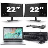 HP ProBook 645 G4 - AMD Ryzen 5 2500U - 14 inch - 8GB RAM - 256GB SSD - Windows 10 + 2x 22 inch Monitor Zichtbaar gebruikt