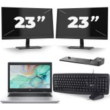 HP ProBook 645 G4 - AMD Ryzen 5 2500U - 14 inch - 8GB RAM - 256GB SSD - Windows 10 + 2x 23 inch Monitor Zichtbaar gebruikt