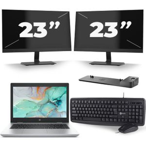 HP ProBook 645 G4 - AMD Ryzen 5 2500U - 14 inch - 8GB RAM - 240GB SSD - Windows 10 + 2x 23 inch Monitor Zichtbare schade