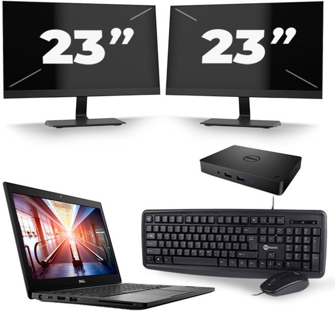 Dell Latitude 7290 - Intel Core i5-8e Generatie - 12 inch - 16GB RAM - 256GB SSD - Windows 11 + 2x 23 inch Monitor Nette Staat