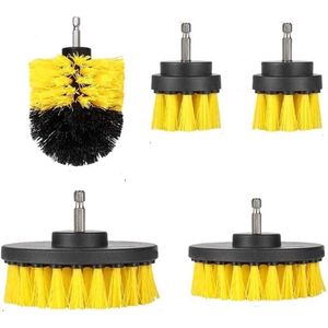 Boorborstels, borstelopzetstuk, set van 5 borstels voor elektrische boor, geweldig voor zwembadtegels, badkamer, toilet, keramiek, marmer, auto, autotechniek, geel
