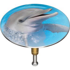 Badstop met motief dolfijn - dolfijn - stopper badkuip 72 mm universele badstop van messing met dubbele afdichting