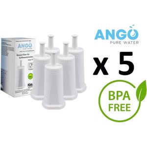 5 x ANGO waterfilter voor SAGE koffiemachines: Oracle Touch (SES990), Barista Pro (SES878), Oracle (SES980), Barista Touch (SES880), Dual Boiler (SES920), Barista Express (SES875), Duo-Temp Pro (SES810), Bambino Plus (SES500)