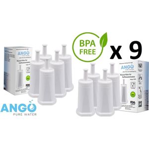 9 x ANGO waterfilter voor SAGE koffiemachines: Oracle Touch (SES990), Barista Pro (SES878), Oracle (SES980), Barista Touch (SES880), Dual Boiler (SES920), Barista Express (SES875), Duo-Temp Pro (SES810), Bambino Plus (SES500)