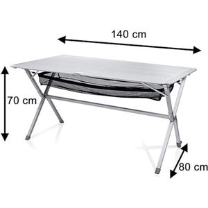 Picknicktafel Campingtafel inklapbaar in aluminium,Wandeltafel Balkontafel 80D x 140W x 70H centimetres