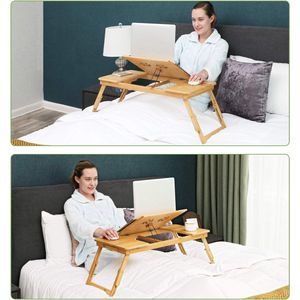 Laptoptafel voor bed, opvouwbare bedtafel,Laptoptafel for your bed, inklapbare laptoptafel - ontbijttafel met inklapbare poten ,89D x 35W x 29H centimetres