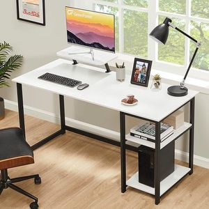 monitorstandaard, pc-tafel, gamingtafel voor thuiskantoor, Bureau, computertafel 140 x 60 Cm