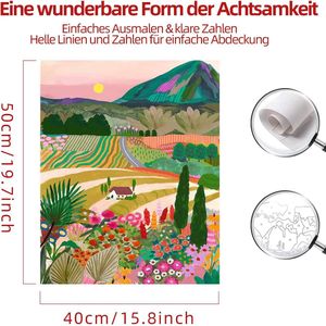 schilderen op nummer - Acrylpigmenttekening Schilderwerk 50 x 40 x 0.1 centimetres