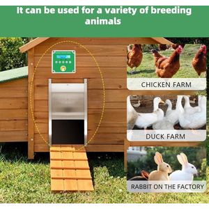 Automatic chicken door, electric chicken coop - s avonds en 's ochtends vertraagde opening, volledig aluminium deuren, kippendeur