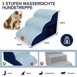 hondentrap voor bed, bank, schuim met hoge dichtheid, wasbaar, huisdiertrap voor honden en katten, ‎ 57 x 40 x 40 cm