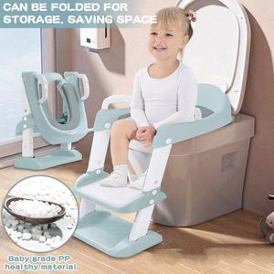 Kindertoiletverkleiner met trap, kindertoiletverkleiner, kindertoiletbril met zacht PU-kussen