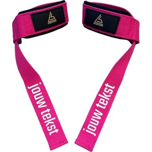 Lifting straps - roze - personaliseerbaar - 100% polyester - met padding - deadlift straps