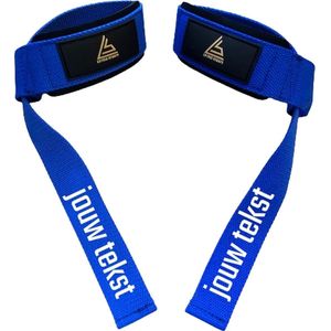 Lifting straps - blauw - personaliseerbaar - 100% polyester - met padding - deadlift straps