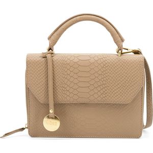 MŌSZ Dames Tassen / Telefoontasje / Handtas - Leer - Kris L - Taupe (incl QR tag)