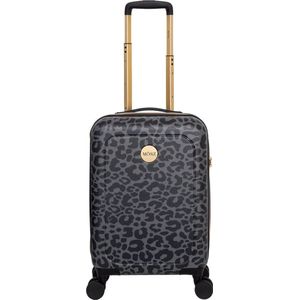 MŌSZ Koffer handbagage / Trolley / Reiskoffer / Koffers - 55 x 35 x 20 cm - Lauren- Panterprint Zwart (incl QR kofferlabel)