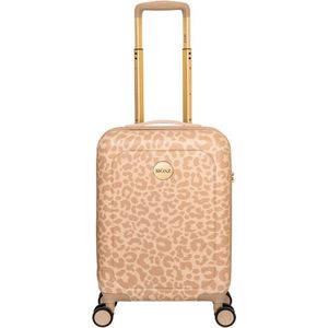 MŌSZ Koffer handbagage / Trolley / Reiskoffer / Koffers - 55 x 35 x 20 cm - Lauren- Panterprint Beige (incl QR kofferlabel)