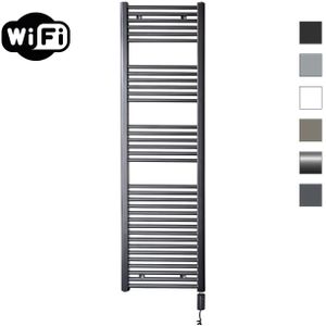 Elektrische radiator sanicare hwv met wifi 172x45 cm gunmetal 920w met thermostaat zwart rechtsonder