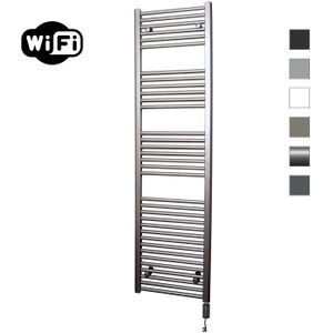 Elektrische radiator sanicare hwv met wifi 172x45 cm inox look 920w met thermostaat zwart rechtsonder