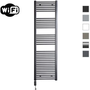 Elektrische radiator sanicare hwv met wifi 172x45 cm gunmetal 920w met thermostaat zwart linksonder