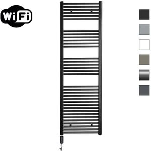 Elektrische radiator sanicare hwv met wifi 172x45 cm mat zwart 920w met thermostaat zwart linksonder