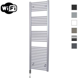 Elektrische radiator sanicare hwv met wifi 172x60 cm zilver grijs 1127w met thermostaat chroom linksonder