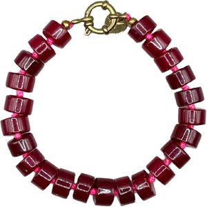 Bonnie Studios - Phil - Armband - Bordeauxrood - Goudgeplateerd