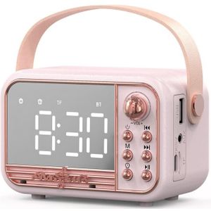 S11 Handheld Retro Wekker Bluetooth Luidspreker Desktop Draagbare Klok(Roze)