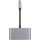 5 in 1 Type-C Naar HDMI + VGA + USB 3.0 + Audioport + PD Port HUB Adapter(Grijs)