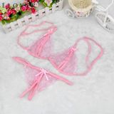 3 PCS Lady Lotion Open Sexy Kant Drie-punt erotische lingerie Open Slipje Temptation Set (Rood)