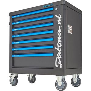 Datona® Black-Line gereedschapswagen met opbergkast en 7 lades - Mat Zwart