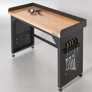 Datona® Werkbank PRO - eiken werkblad - 150 cm - Matzwart