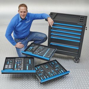 Datona® Gevulde gereedschapswagen Basic Plus 6 lades 3 lades gevuld - Zwart