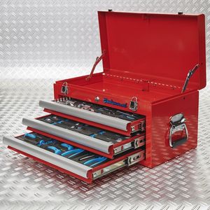 Datona® Gereedschapskist drie lades - 3 lades gevuld - Rood