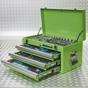 Datona® Gereedschapskist drie lades - 4 lades gevuld - Groen