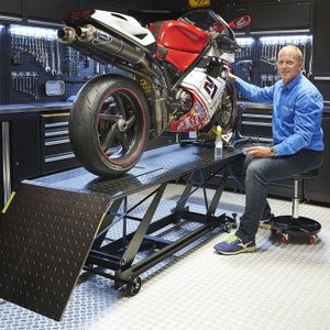 Datona® Motorheftafel hydraulisch met poetskruk - Matzwart
