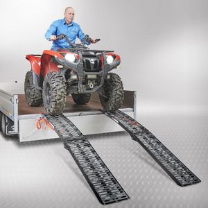 Datona® Extra verstevigde zwarte oprijplaat voor motoren - 225 cm - 2 stuks