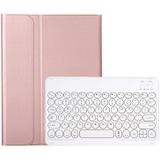 YA700B Lambskin Texture Voltage Round Keycap Bluetooth Keyboard Leather Case For Samsung Galaxy Tab S8 11 inch SM-X700 / SM-X706 & S7 11 inch SM-X700 / SM-T875(Rose Gold)