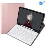 YA700B Lambskin Texture Voltage Round Keycap Bluetooth Keyboard Leather Case For Samsung Galaxy Tab S8 11 inch SM-X700 / SM-X706 & S7 11 inch SM-X700 / SM-T875(Rose Gold)