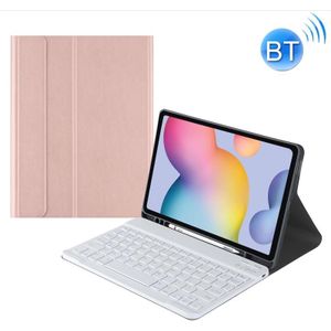 A7 Square Cap Bluetooth Keyboard Leather Case with Pen Slot for Samsung Galaxy Tab S6 Lite / S7 / A7 10.4 2020(Rose Gold)