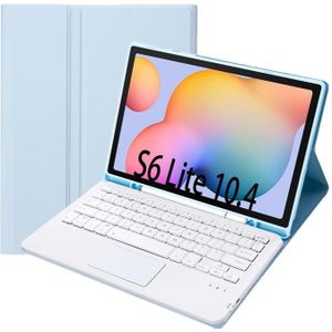 A610B-A Candy Color Bluetooth-toetsenbordleer met penslot & touchpad voor Samsung Galaxy Tab S6 Lite 10 4 inch SM-P610 / SM-P615 (wit ijs)