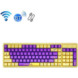 LANGTU LT-L8 102 sleutels Drie-modus Mechanical Office Game Wireless Keyboard (geel paars)