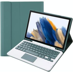 A08B-A-snoepkleur Bluetooth-toetsenbord lederen tas met pen slot & touchpad voor Samsung Galaxy Tab A8 2021 SM-X205 / SM-X200 (Dark Green)