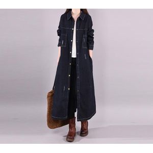 HYCYYFC Leren jas voor dames - Sexy trenchcoats voor dames Knoopjasje Lange faux pu-leren jassen, slim fit maxi-jas, trenchcoat-bovenkleding (Color : Black, Size : XXL