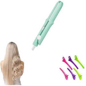 2-in-1 Mini Curling Wand & Flat Iron Stijltang, Met Eendenbek Haarclip Zacht for het haar, Draagbare Platte Krultang Haarkrulspelden for Vrouwen, Haarstylinghulpmiddelen for alle haartypes (Color : G